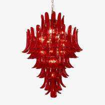 Murano Glass Crimson Cascade Chandelier