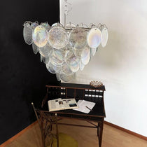 Murano Glass Disc Iridescent Chandelier
