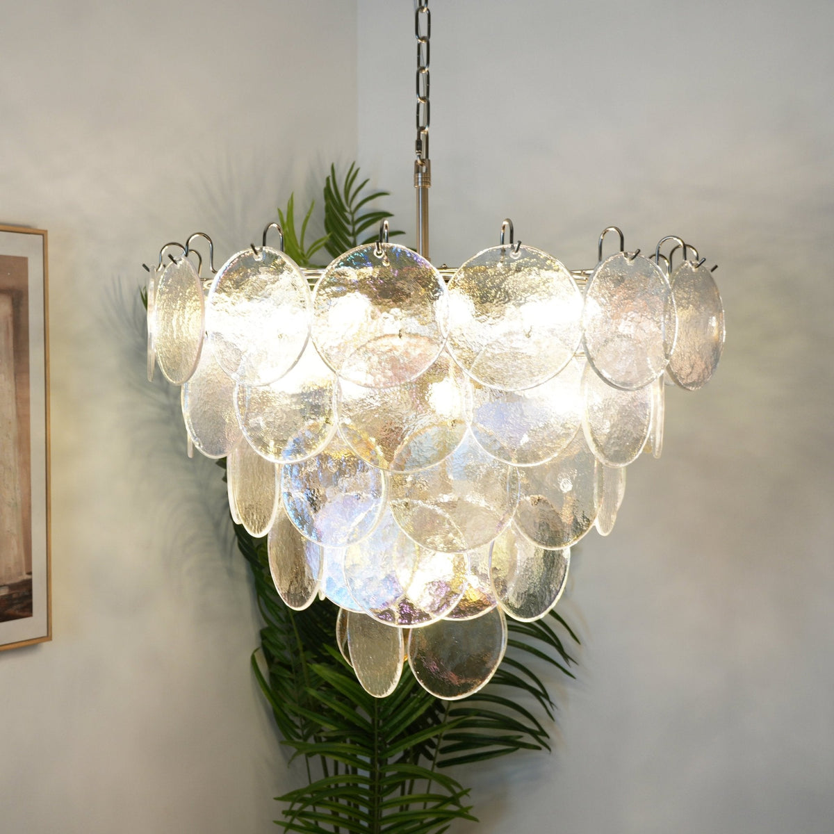Murano Glass Disc Iridescent Chandelier Main image