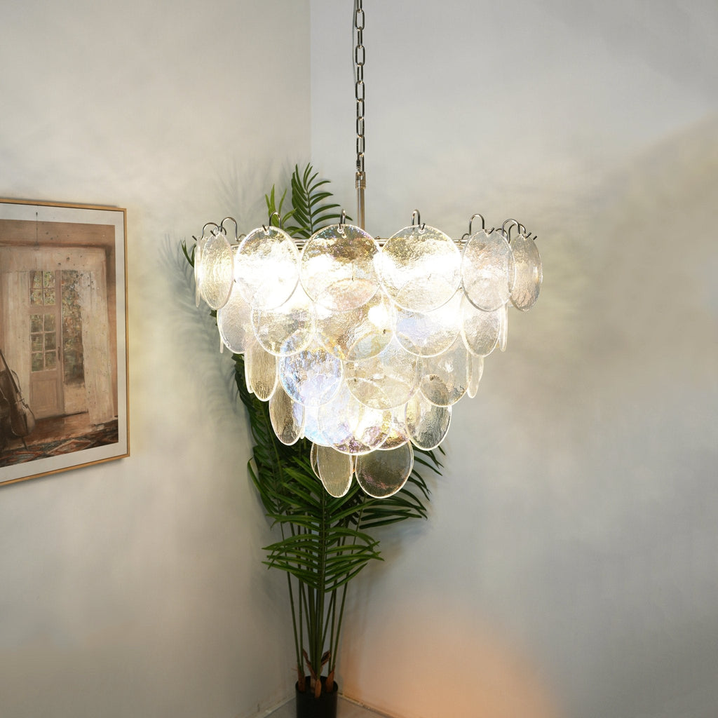 Murano Glass Disc Iridescent Chandelier