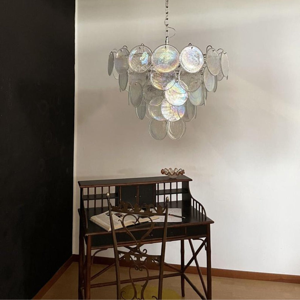 Murano Glass Disc Iridescent Chandelier