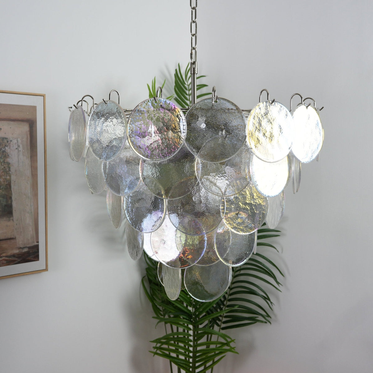 Murano Glass Disc Iridescent Chandelier