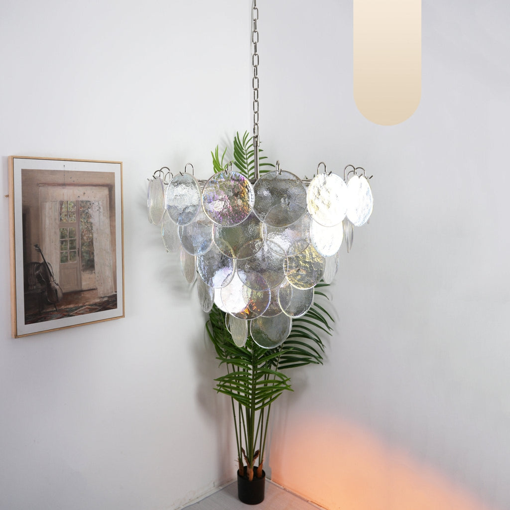 Murano Glass Disc Iridescent Chandelier
