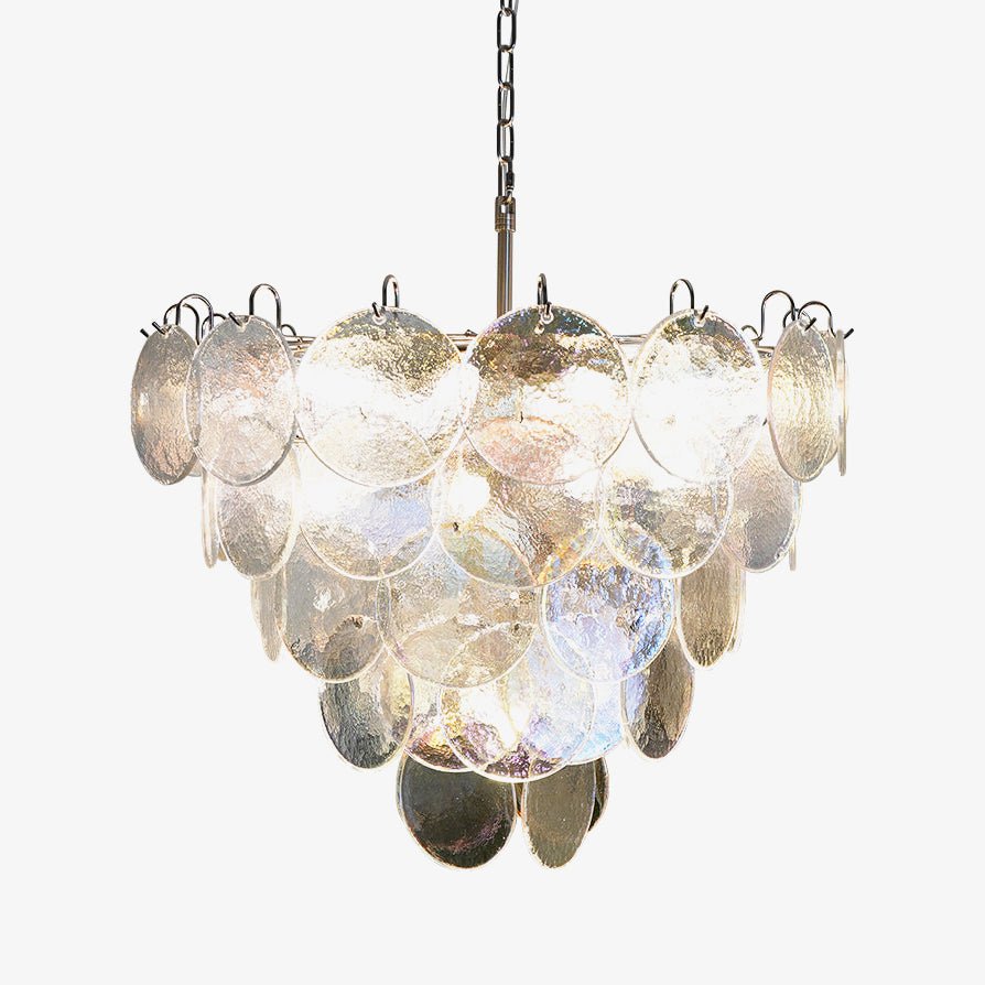 Murano Glass Disc Iridescent Chandelier