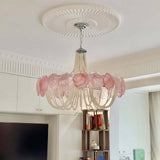 Murano Pink Disc Glass Chandelier