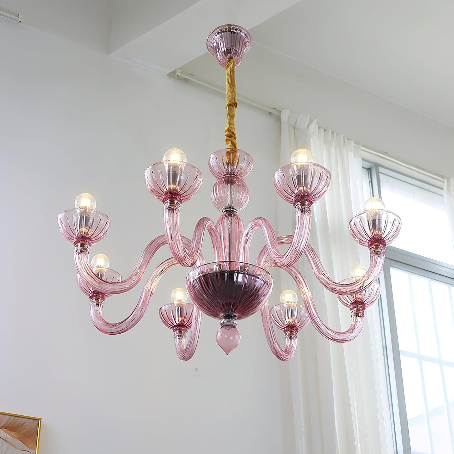 Pink Ares Murano Glass Chandelier