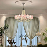 Murano Pink Disc Glass Chandelier