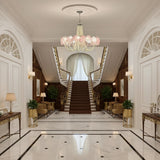 Murano Pink Disc Glass Chandelier