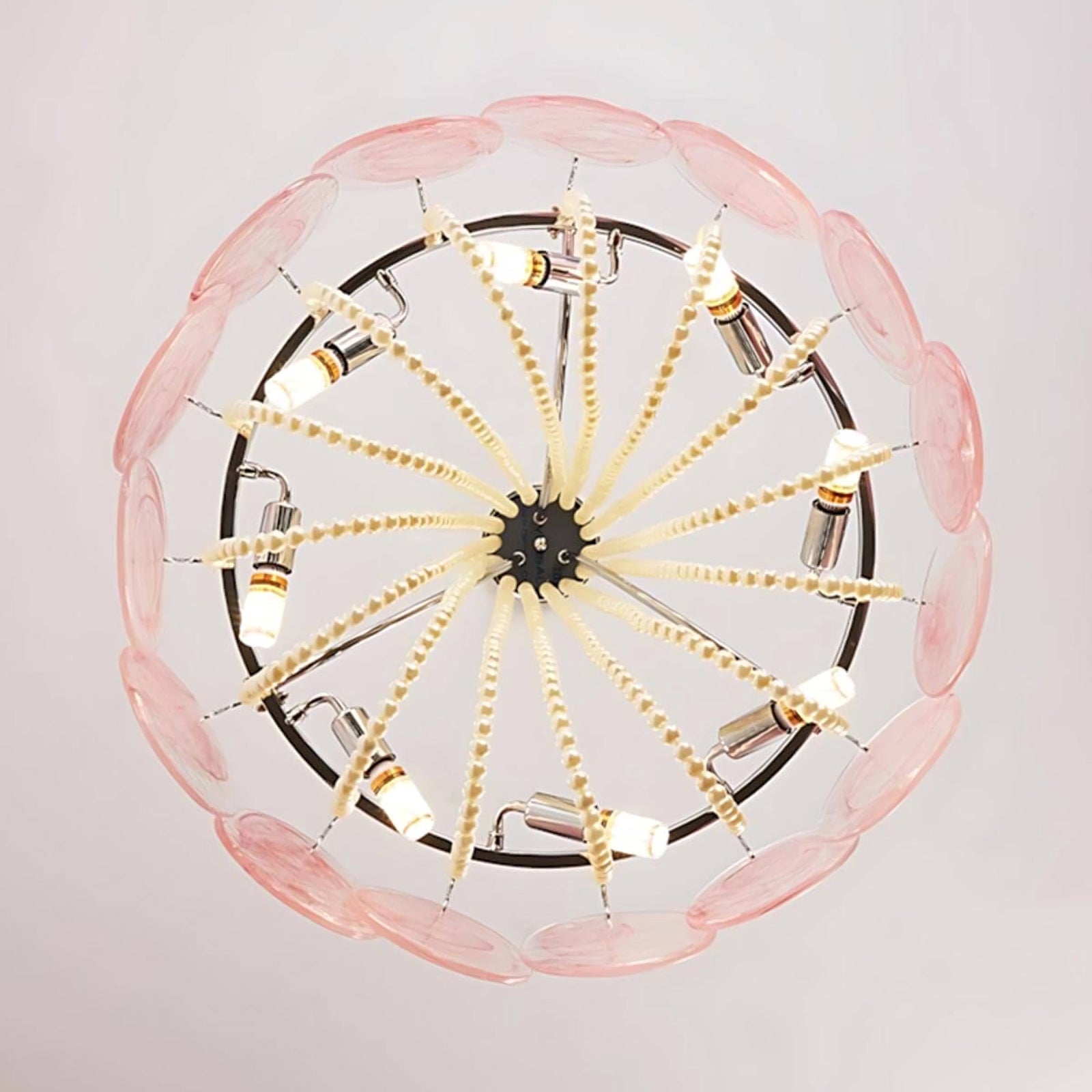 Murano Pink Disc Glass Chandelier