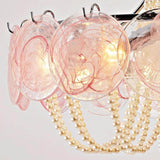 Murano Pink Disc Glass Chandelier