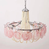Murano Pink Disc Glass Chandelier