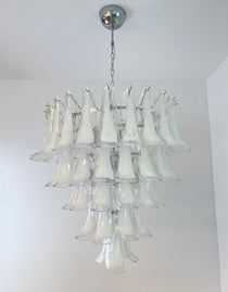 Murano White Glass Petals Chandelier