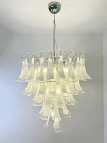 Murano White Glass Petals Chandelier
