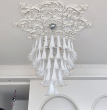 Murano White Glass Petals Chandelier