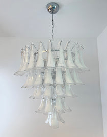 Murano White Glass Petals Chandelier