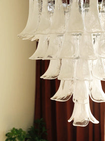 Murano White Glass Petals Chandelier