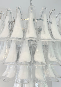 Murano White Glass Petals Chandelier