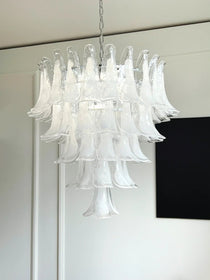 Murano White Glass Petals Chandelier