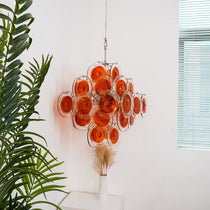 Orange Transparent Murano Glass Disc Chandelier