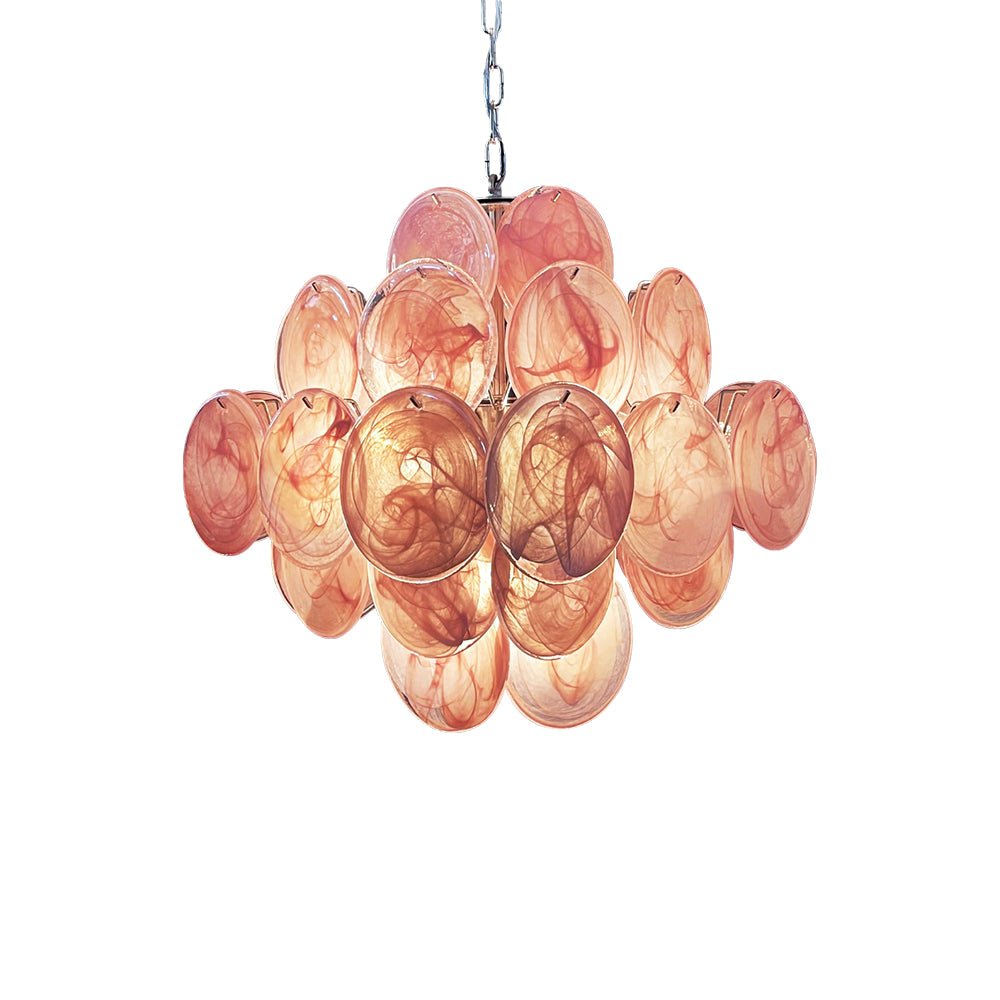 Murano Glass Pink Disks Chandelier