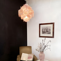 Murano Glass Pink Disks Chandelier