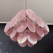 Murano Glass Pink Disks Chandelier