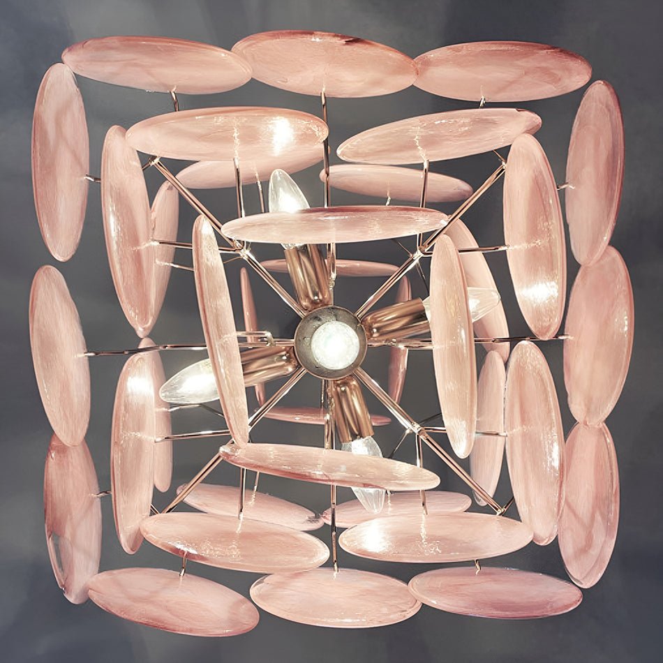 Murano Glass Pink Disks Chandelier