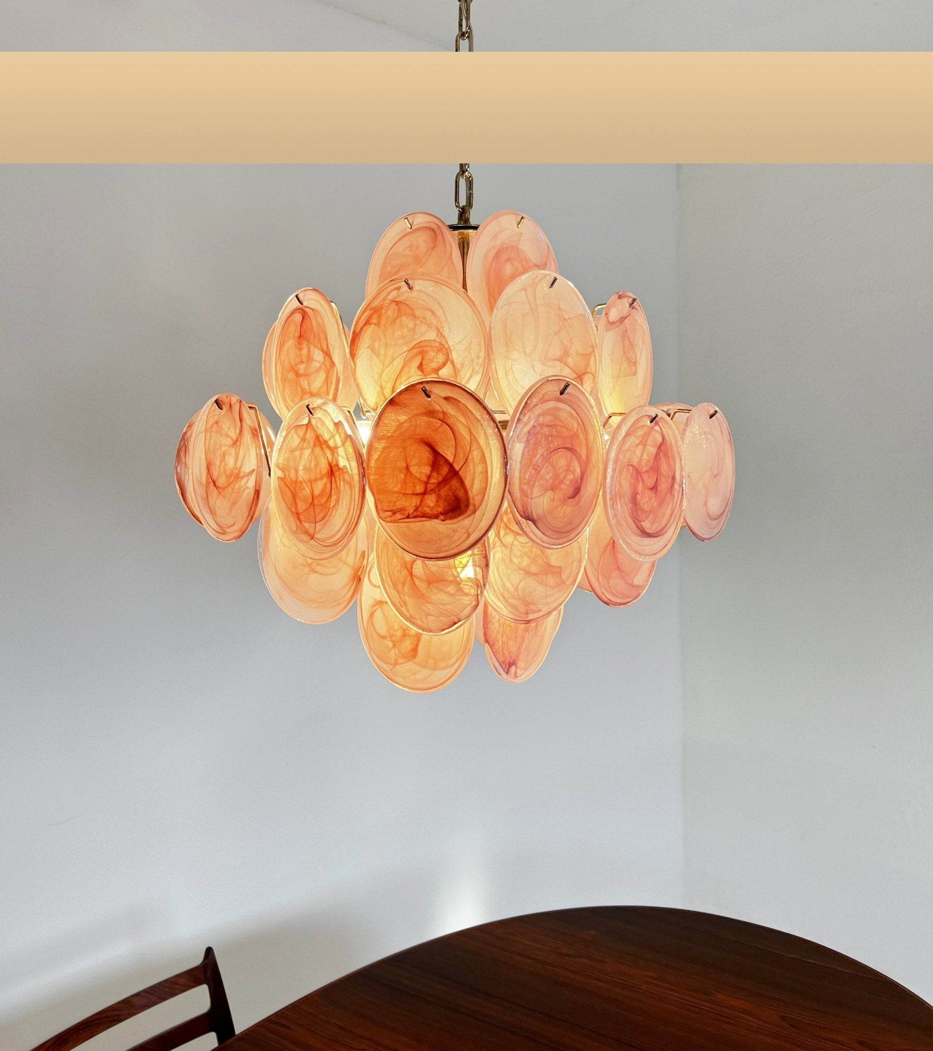 Murano Glass Pink Disks Chandelier