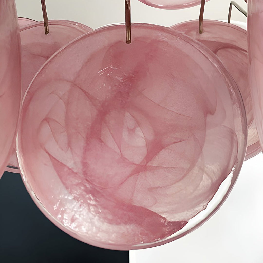 Murano Glass Pink Disks Chandelier