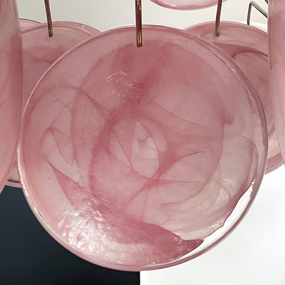Murano Glass Pink Disks Chandelier