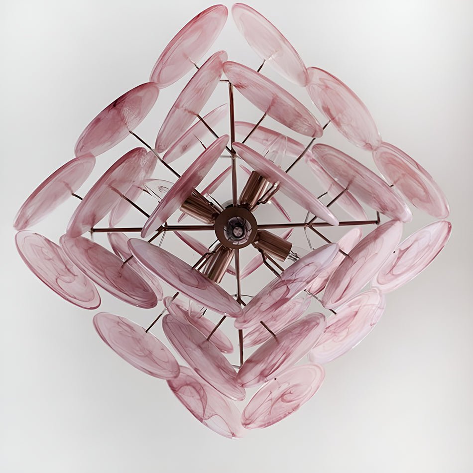 Murano Glass Pink Disks Chandelier