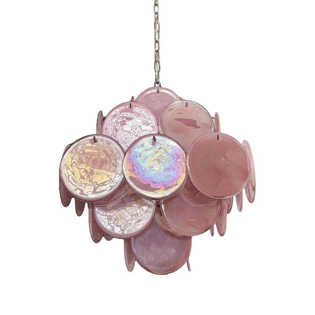 Murano Glass Pink Disks Chandelier