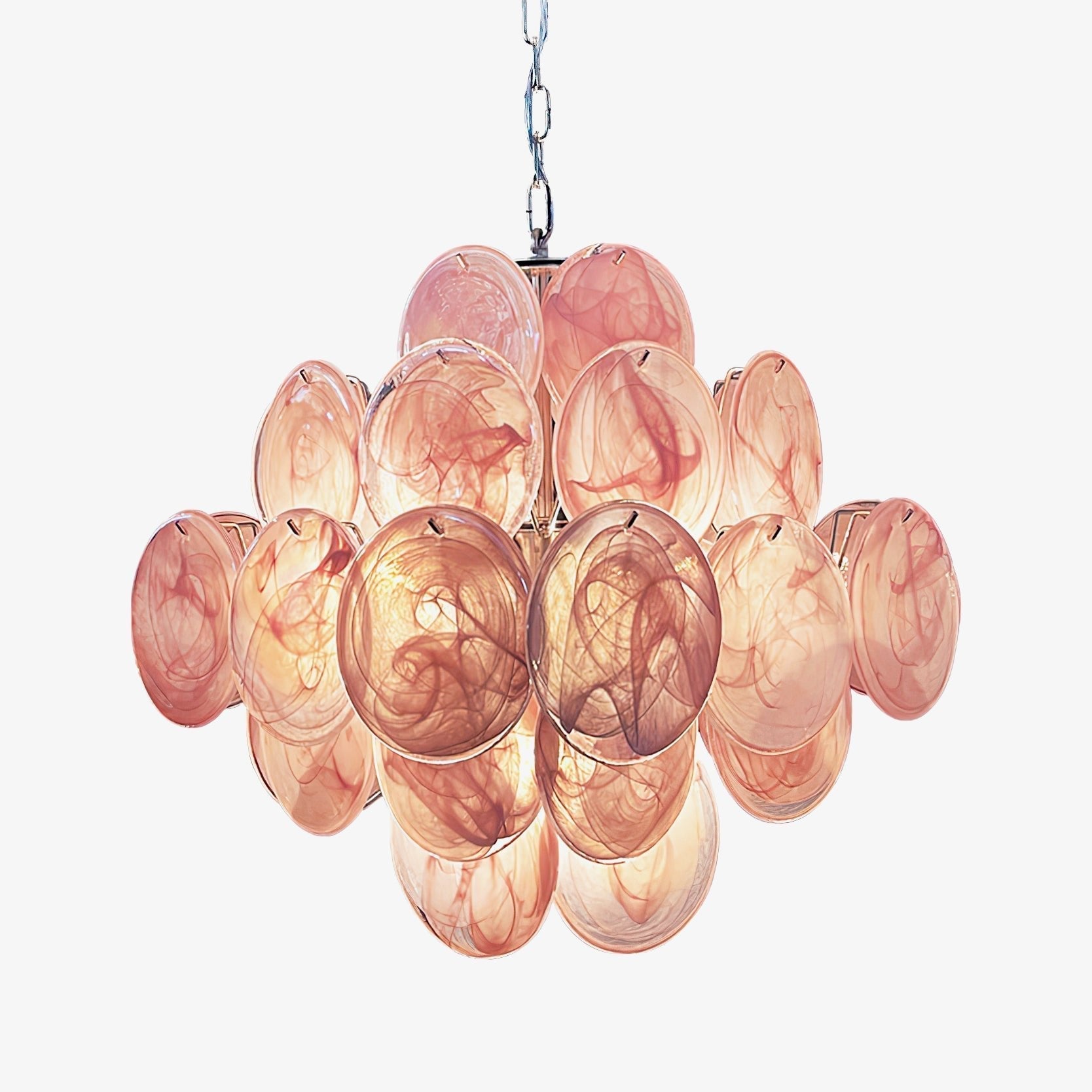 Murano Glass Pink Disks Chandelier