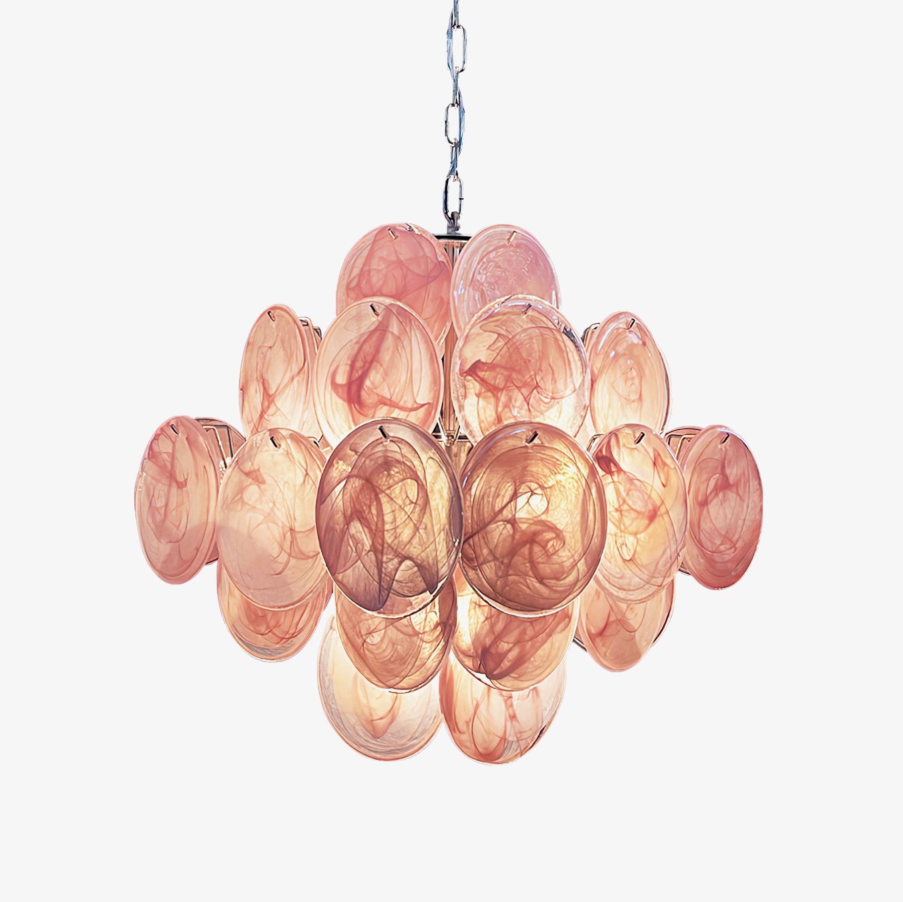 Murano Glass Pink Disks Chandelier