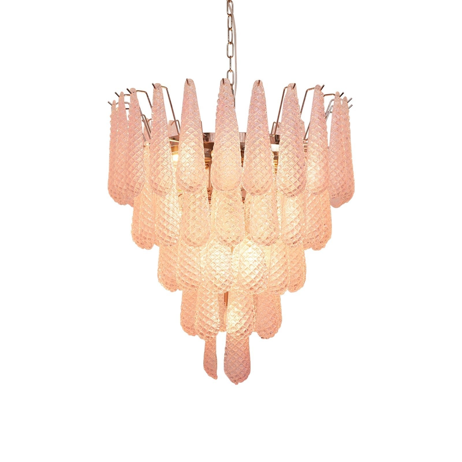 Modern Murano Pink Glass Dewdrop Chandelier - CasaraHouse