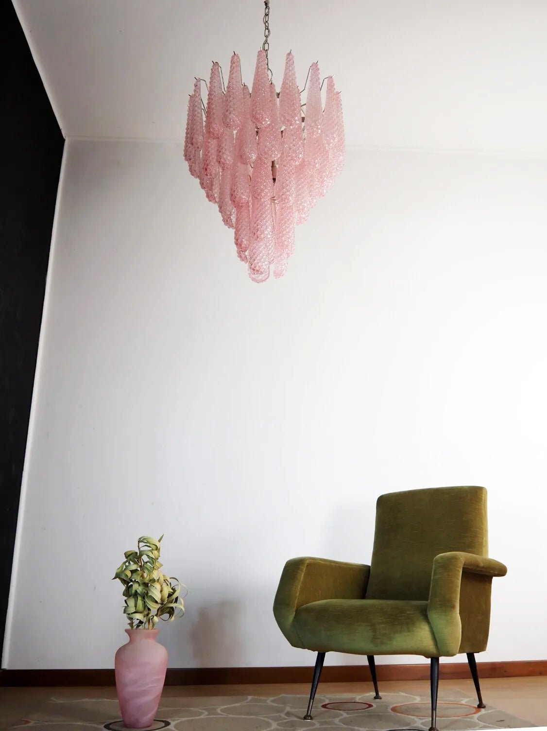 Modern Murano Pink Glass Dewdrop Chandelier - CasaraHouse
