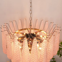 Modern Murano Pink Glass Dewdrop Chandelier - CasaraHouse