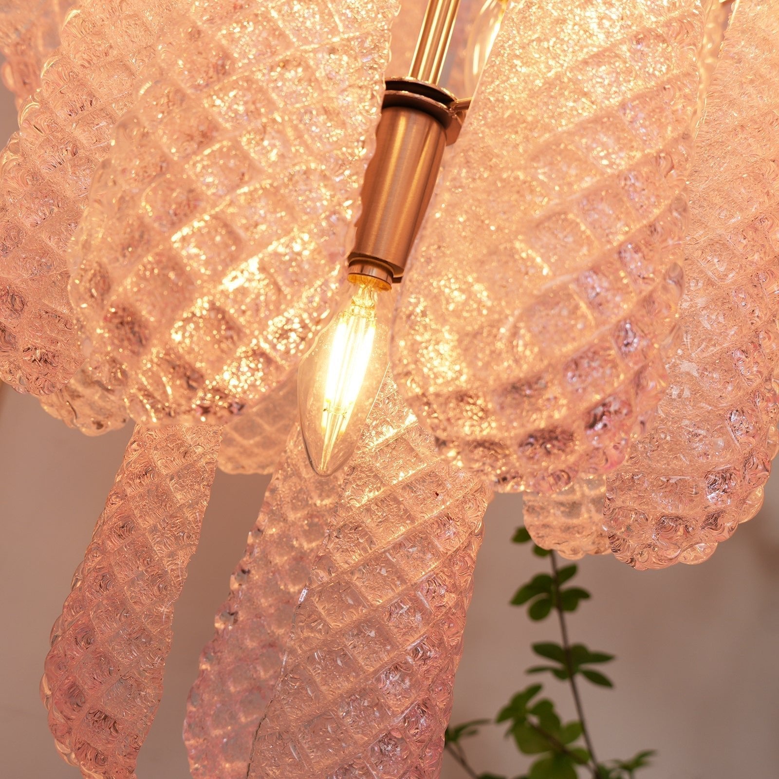 Modern Murano Pink Glass Dewdrop Chandelier - CasaraHouse