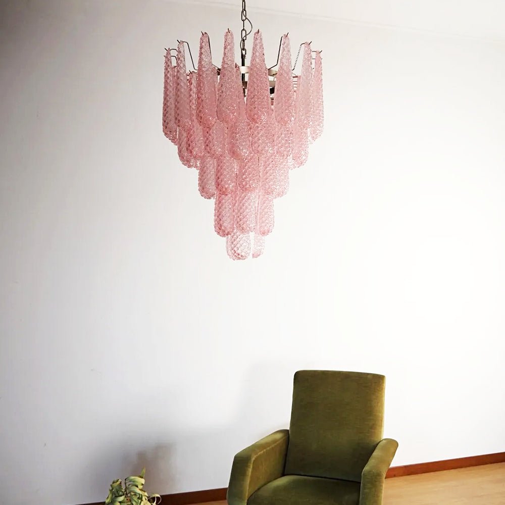 Modern Murano Pink Glass Dewdrop Chandelier - CasaraHouse