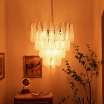 Modern Murano Pink Glass Dewdrop Chandelier - CasaraHouse
