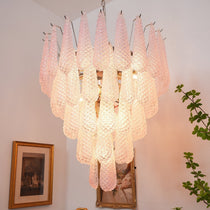 Modern Murano Pink Glass Dewdrop Chandelier - CasaraHouse