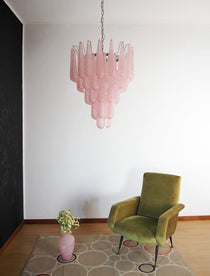 Modern Murano Pink Glass Dewdrop Chandelier - CasaraHouse