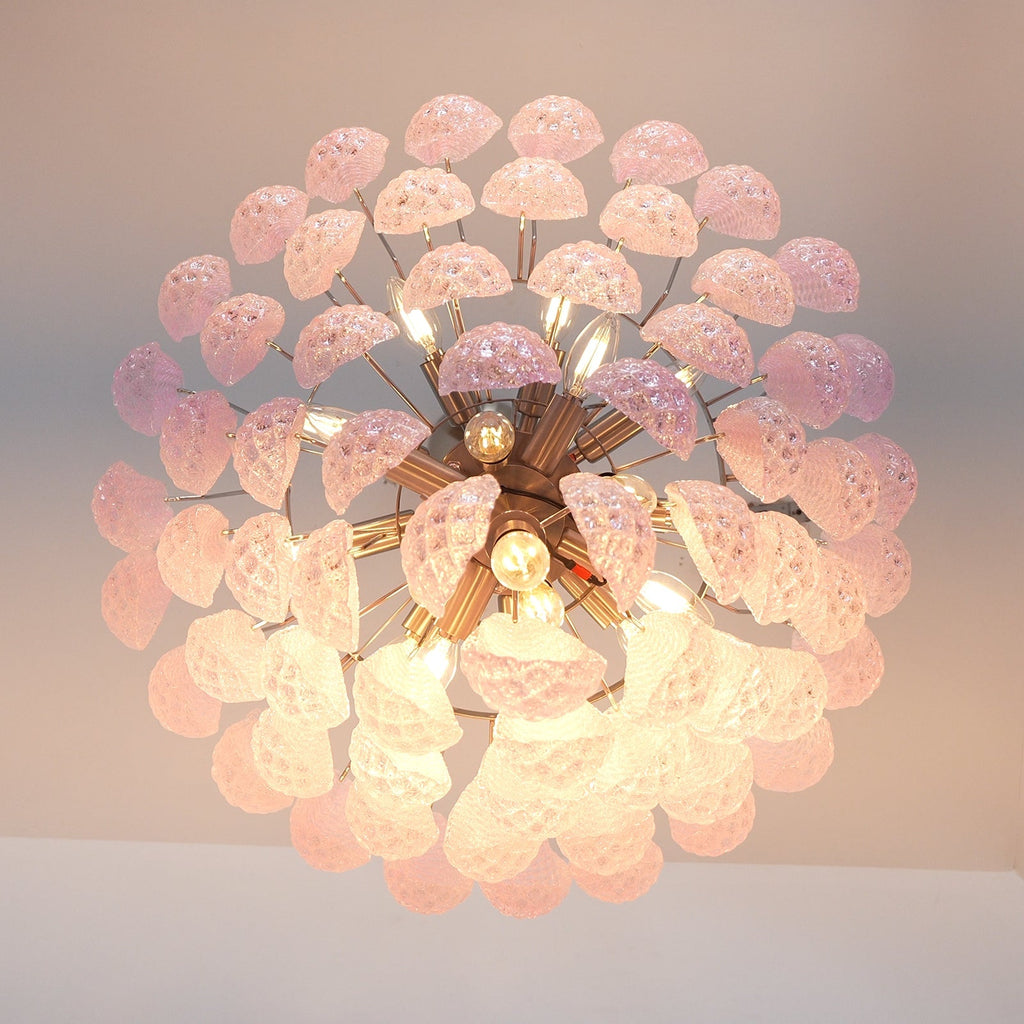 Modern Murano Pink Glass Dewdrop Chandelier - CasaraHouse