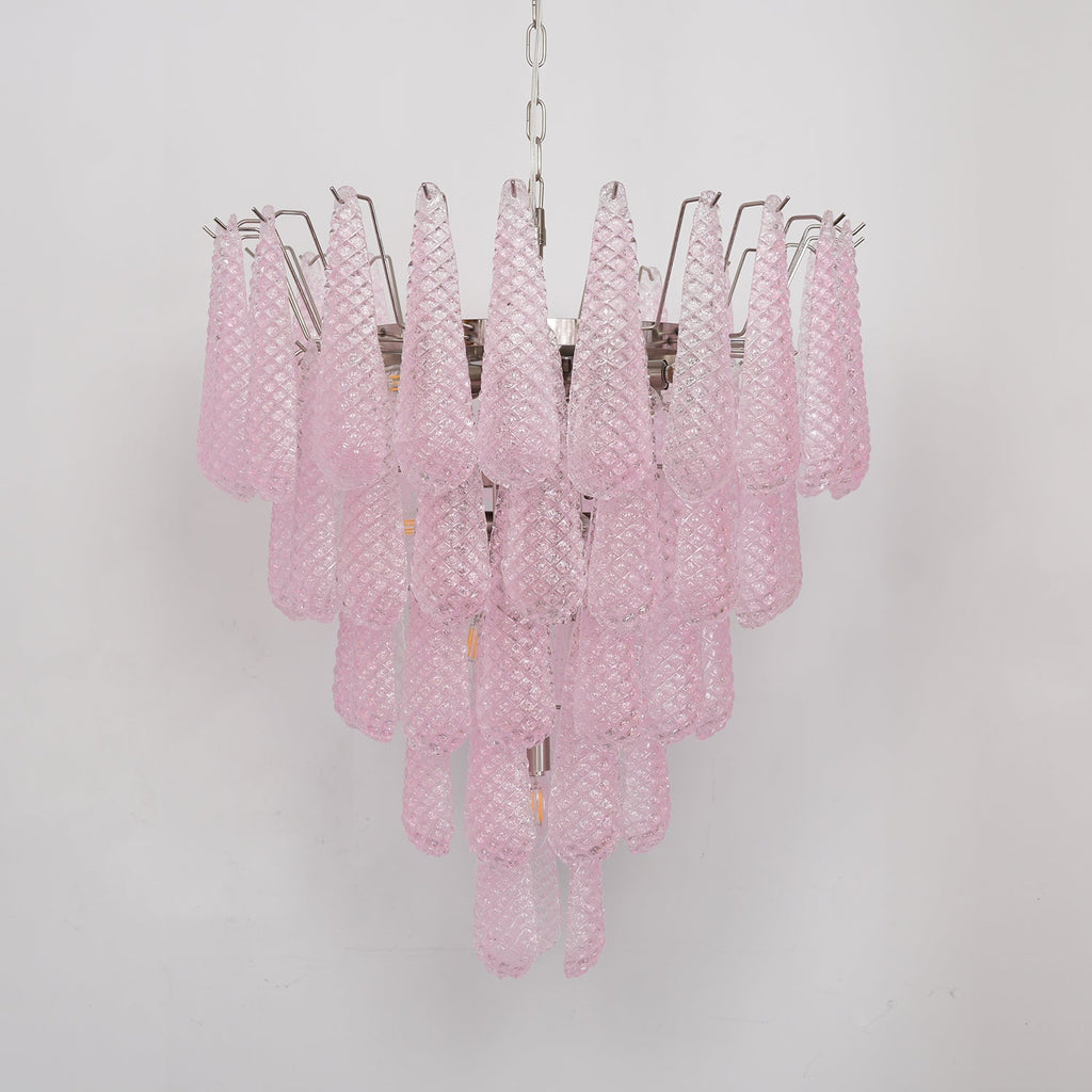 Murano Pink Glass Droplet Chandelier