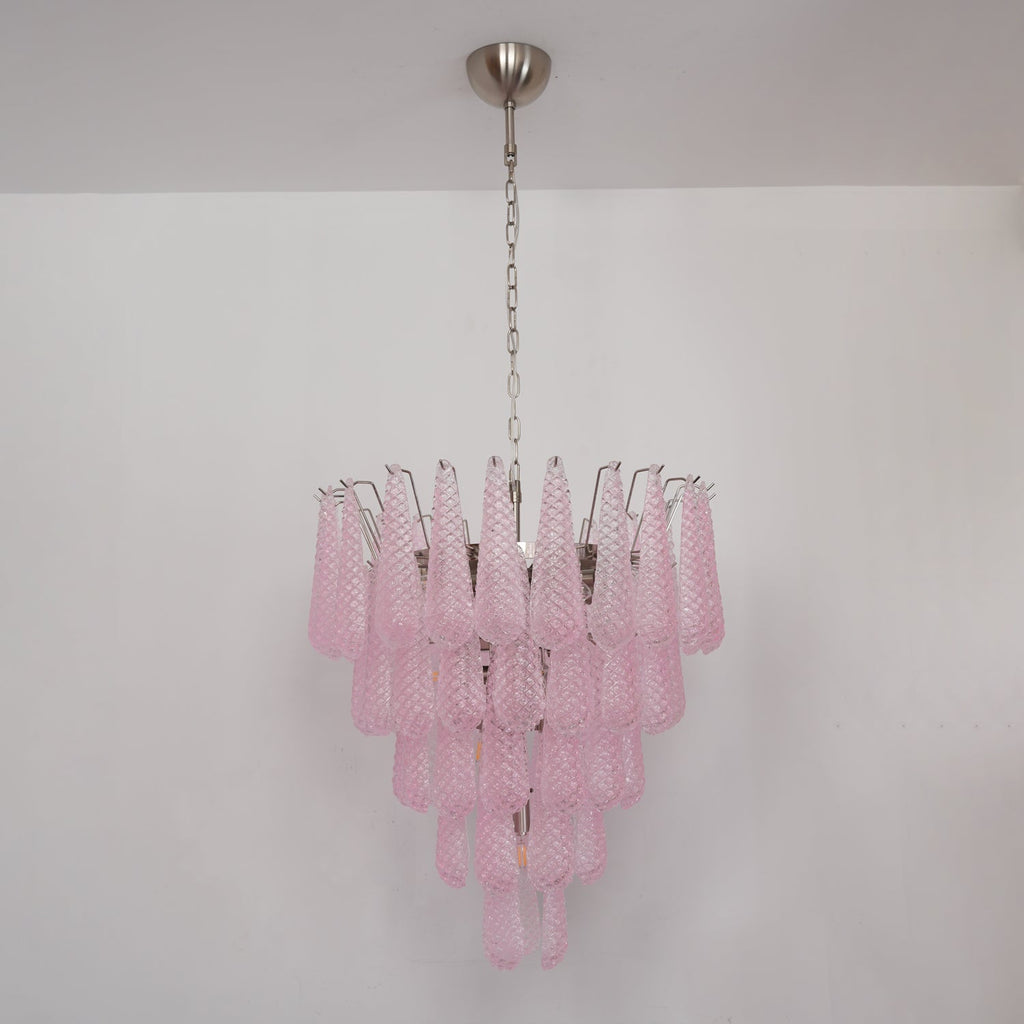Murano Pink Glass Droplet Chandelier