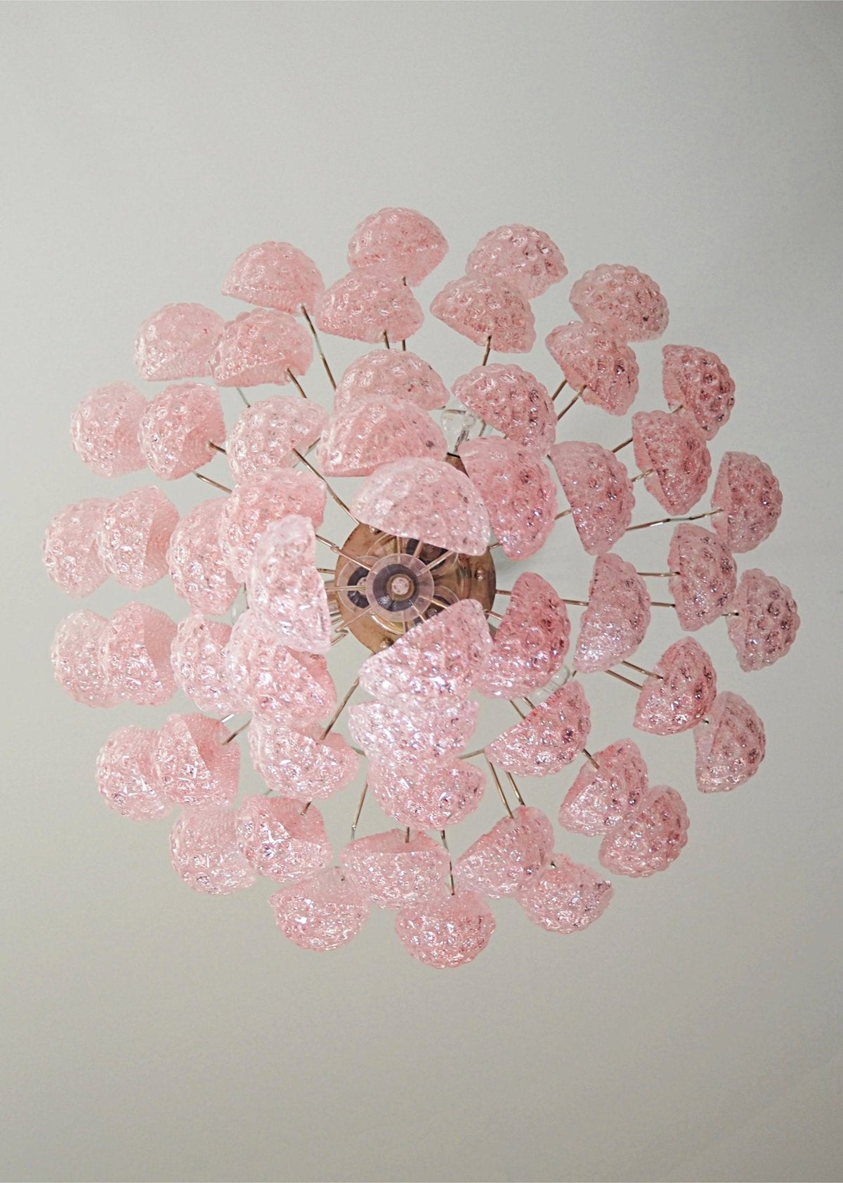 Murano Pink Glass Droplet Chandelier