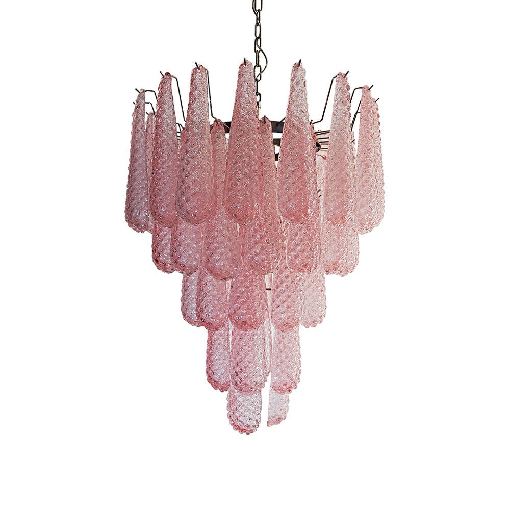 Murano Pink Glass Droplet Chandelier