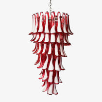 Murano Glass Red Petals Spiral Chandelier