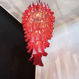 Designer Murano Red Petals Spiral Chandelier - CasaraHouse