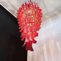 Designer Murano Red Petals Spiral Chandelier - CasaraHouse